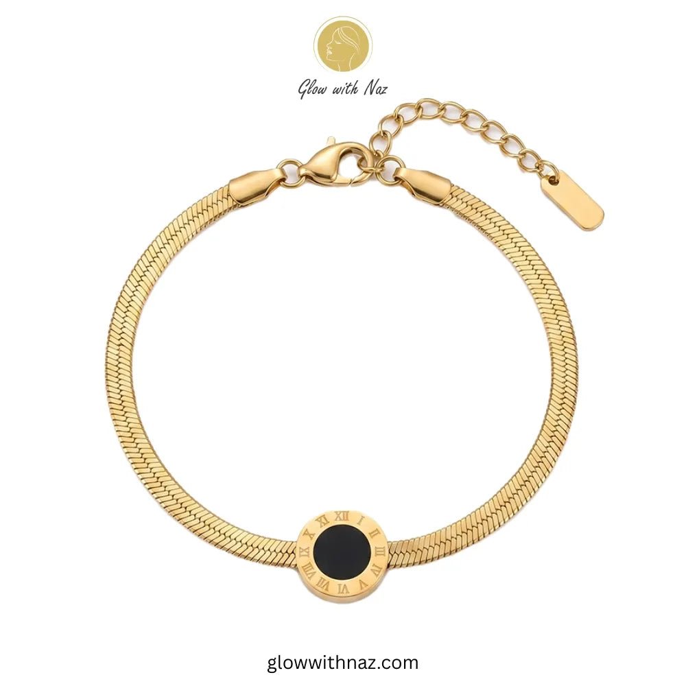 Bundle Offer: Roman Numeral Herringbone Chain Bracelet & Earrings - Bundle Offer: Roman Numeral Herringbone Chain Bracelet & EarringsJewelryGlow With NazGlow With NazRoman numeral herringbone chain bracelet by Glow with Naz