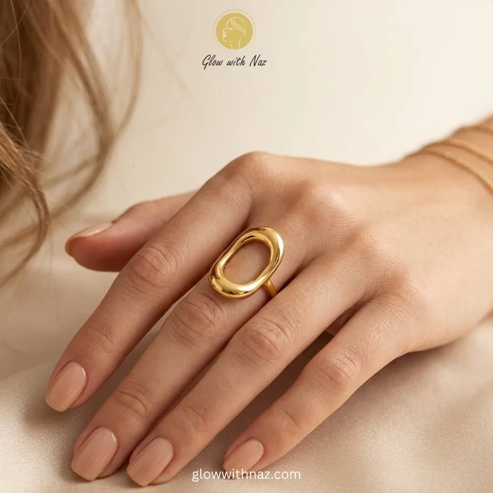 Bundle Offer: Stainless Steel Adjustable Oval Frame Ring & Twisted Gold Cuff Bracelet - Bundle Offer: Stainless Steel Adjustable Oval Frame Ring & Twisted Gold Cuff BraceletJewelryGlow With NazGlow With NazAdjustable Gold Oval Link Ring – Everyday Jewelry, ring, girls rings, rings for girls, rings simple, simple rings, stainless steel jewelry, jewellery set, aesthetic jewelry, simple jewellery, chain, jewelry, artificial jewellery, green jewellery, girls jewellery, rings for women, black ring, f