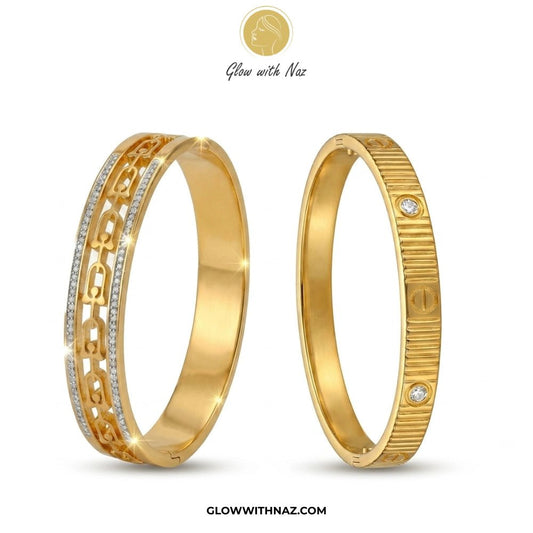 Bundle Offer: Textured Gold Hand Cuff Bracelet & Stainless Steel Hand Cuff Bracelet with Pave Accents - Bundle Offer: Textured Gold Hand Cuff Bracelet & Stainless Steel Hand Cuff Bracelet with Pave AccentsJewelryGlow With NazGlow With NazBundle Offer: Textured Gold Hand Cuff Bracelet & Stainless Steel Hand Cuff Bracelet with Pave Accents