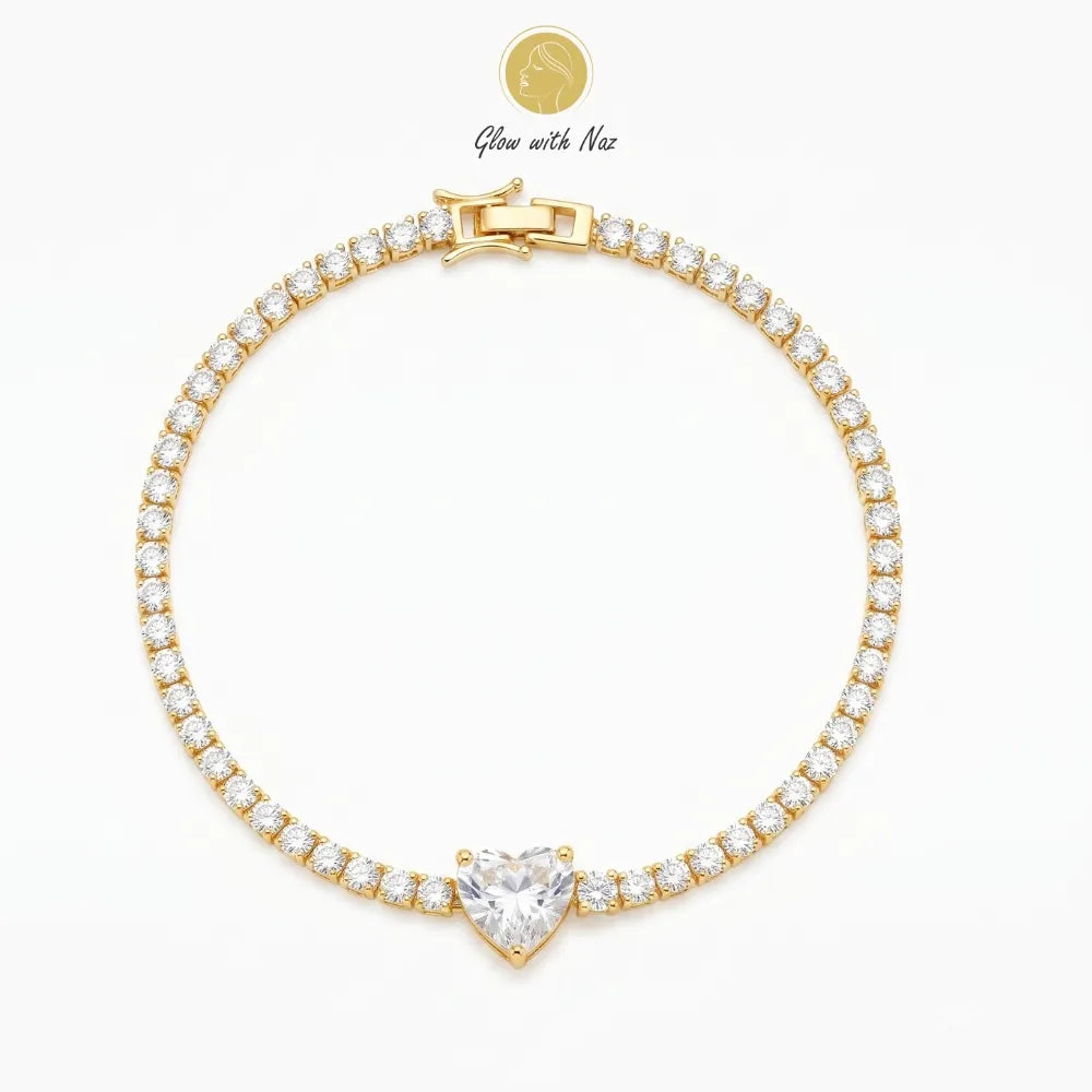 A stunning top-down view of the elegant Glow With Naz crystal heart golden chain bracelet hand cuff bracelet, girls bracelet, bracelet for girls, simple bracelet, chain bracelet, bracelet chain, bracelet watch, hand bracelet, black jewellery, bracelet, ring bracelet, aesthetic bracelet, bracelet for women, bracelet set, cartier bracelet, cute bracelet, jewellery bracelet, bracelets, golden bracelet, clover bracelet, infinity bracelet, bangels, handcuffs bracelet, bracelet design, bracelet designs, bracelet 