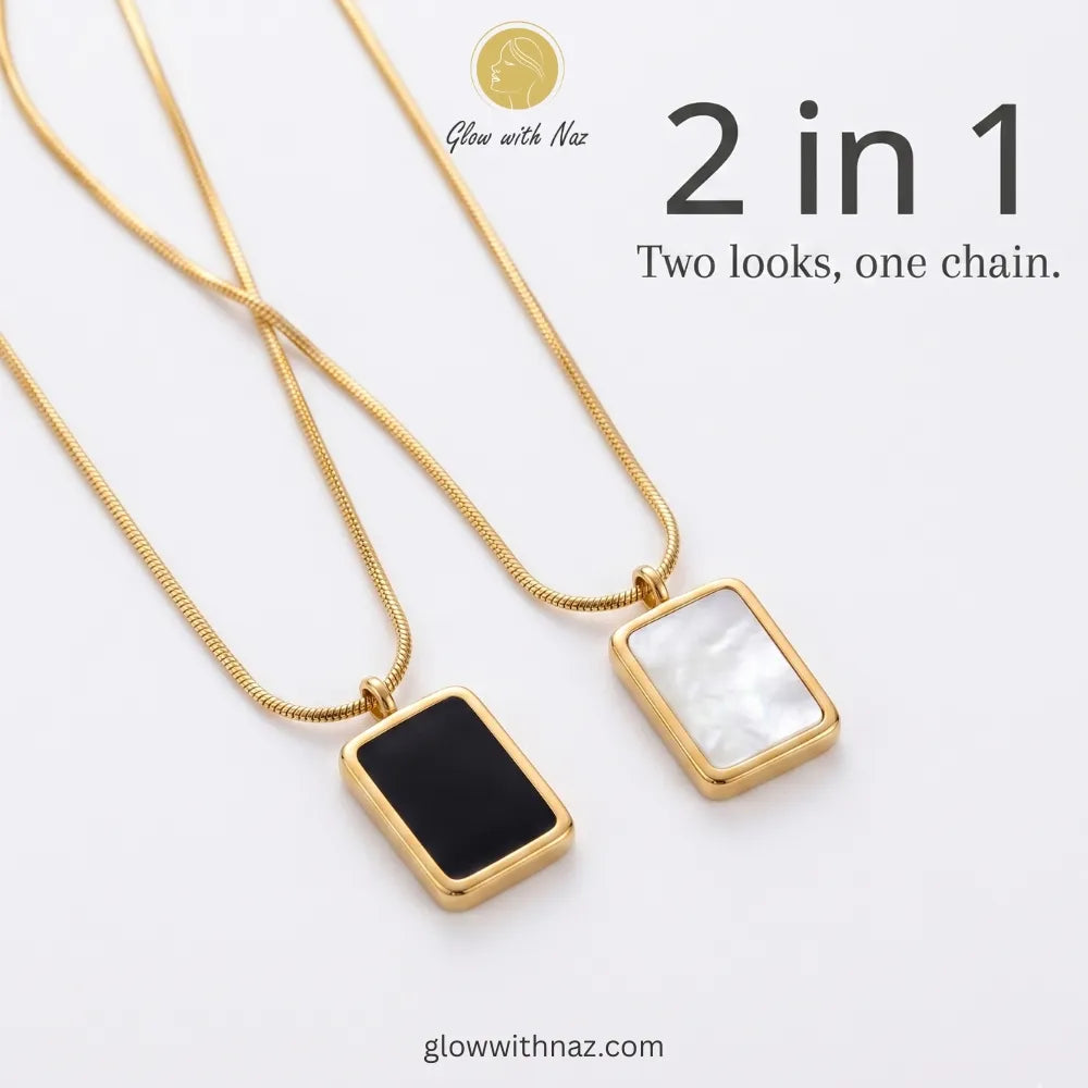 Double-Sided Black & White Rectangle Pendant Necklace, necklace, pendant necklace, necklace set, locket set, simple necklace, pendant set, pendant, chain necklace, diamond pendant, diamond necklace, locket necklace, neck chain, girls locket, heart locket, pendant for girls, necklace for girls, heart necklace, locket for girls, diamond locket, pendant necklace for girls, heart chain locket, stainless steel necklace, double chain necklace, ruby necklace, neck chain for girls, locket design, pendant design, ne