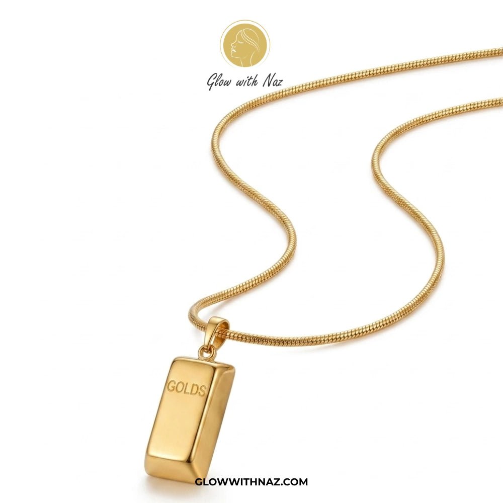 Gold Bar Stainless Steel Statement Pendant Necklace - Gold Bar Stainless Steel Statement Pendant NecklaceJewelryGlow With NazGlow With NazN0043N0043necklace, pendant necklace, necklace set, locket set, simple necklace, pendant set, pendant, chain necklace, diamond pendant, diamond necklace, locket necklace, neck chain, girls locket, heart locket, pendant for girls, necklace for girls, heart necklace, locket for girls, diamond locket, pendant necklace for girls, heart chain locket, stainless stee