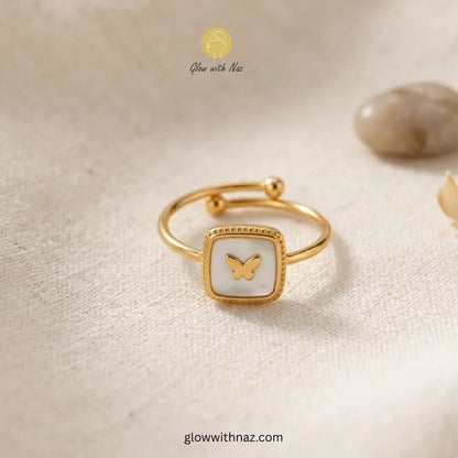 Gold Butterfly Adjustable Ring - Gold Butterfly Adjustable RingJewelryGlow With NazGlow With NazN-R003N-R003Gold Butterfly Adjustable Ring, ring, girls rings, rings for girls, rings simple, simple rings, stainless steel jewelry, jewellery set, aesthetic jewelry, simple jewellery, chain, jewelry, artificial jewellery, green jewellery, girls jewellery, rings for women, black ring, flower jewellery, chain for girls, jewellery for girls, jewellery
