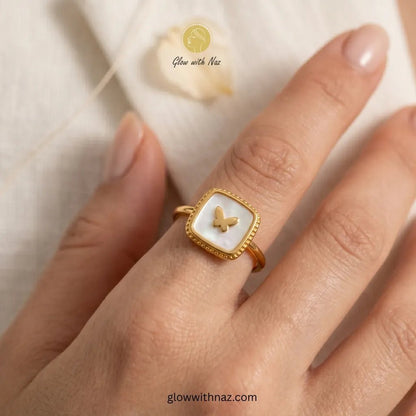 Gold Butterfly Adjustable Ring - Gold Butterfly Adjustable RingJewelryGlow With NazGlow With NazN-R003N-R003Gold Butterfly Adjustable Ring, ring, girls rings, rings for girls, rings simple, simple rings, stainless steel jewelry, jewellery set, aesthetic jewelry, simple jewellery, chain, jewelry, artificial jewellery, green jewellery, girls jewellery, rings for women, black ring, flower jewellery, chain for girls, jewellery for girls, jewellery