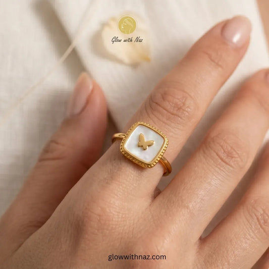 Gold Butterfly Adjustable Ring - Gold Butterfly Adjustable RingJewelryGlow With NazGlow With NazN-R003N-R003Gold Butterfly Adjustable Ring, ring, girls rings, rings for girls, rings simple, simple rings, stainless steel jewelry, jewellery set, aesthetic jewelry, simple jewellery, chain, jewelry, artificial jewellery, green jewellery, girls jewellery, rings for women, black ring, flower jewellery, chain for girls, jewellery for girls, jewellery