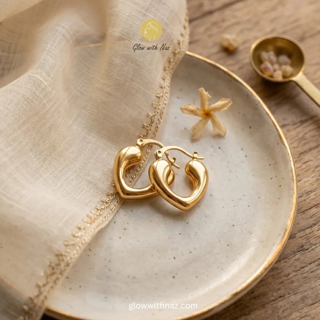 Gold Greek Key Bangle & Heart Earrings Deal - Gold Greek Key Bangle & Heart Earrings DealJewelryGlow With NazGlow With Naz100014100014Heart Hoop Earrings | Waterproof 18k Gold Plated Stainless Steel