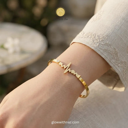Gold Heartbeat Bracelet - Gold Heartbeat BraceletJewelryGlow With NazGlow With NazN-B038N-B038Gold Heartbeat Bracelet with Zircon Stone Online Pakistan | Glow with Naz