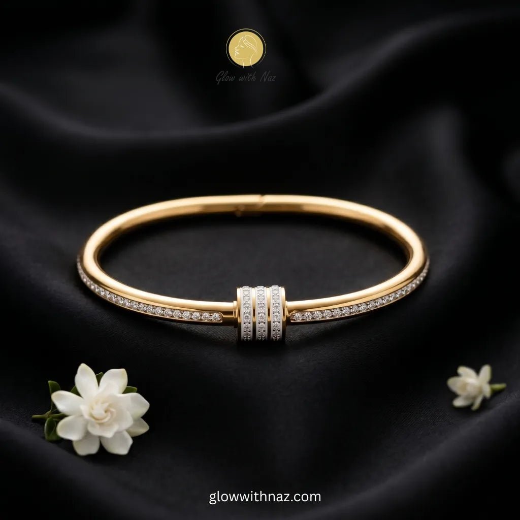 Gold Mesh Bracelet & Nail Bangle Deal - Gold Mesh Bracelet & Nail Bangle DealJewelryGlow With NazGlow With Naz100015100015Waterproof 18k Gold Plated Crystal Double Bangle Bracelet