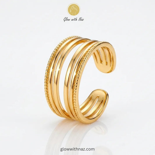 Gold Multi-Layer Stainless Steel Stacked Simple Ring for Girls - Gold Multi-Layer Stainless Steel Stacked Simple Ring for GirlsJewelryGlow With NazGlow With NazR0016R0016ring, girls rings, rings for girls, rings simple, simple rings, stainless steel jewelry, jewellery set, aesthetic jewelry, simple jewellery, chain, jewelry, artificial jewellery, green jewellery, girls jewellery, rings for women, black ring, flower jewellery, chain for girls, jewellery for girls, jewellery