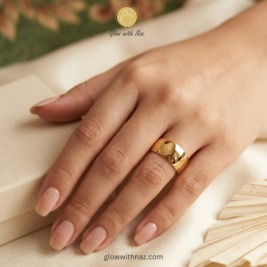 Gold-Plated Anti-Tarnish Wide Dome Band Simple Ring - Gold-Plated Anti-Tarnish Wide Dome Band Simple RingJewelryGlow With NazGlow With NazR006R0068A minimalist 18k gold plated wide dome band ring, polished finish, jewelry by Glow with Naz.