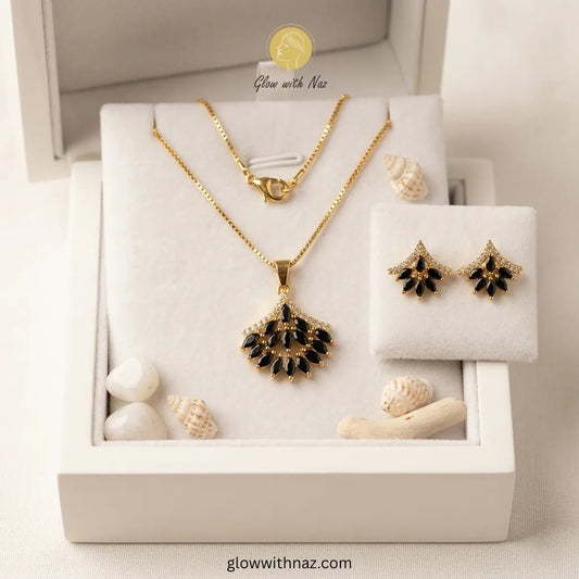 Gold Plated Black Zircon Stone Necklace Set - Gold Plated Black Zircon Stone Necklace SetJewelryGlow With NazGlow With NazN-N010N-N010Gold Plated Black Zircon Stone Necklace Set necklace, pendant necklace, necklace set, locket set, simple necklace, pendant set, pendant, chain necklace, diamond pendant, diamond necklace, locket necklace, neck chain, girls locket, heart locket, pendant for girls, necklace for girls, heart necklace, locket for girls, diamond locket, pendant necklace for girls, heart chain lock