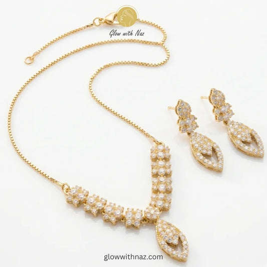 Gold Plated Radiant Blossom Zircon Necklace Jewelry Set - Gold Plated Radiant Blossom Zircon Necklace Jewelry SetJewelryGlow With NazGlow With NazN-N0019AN-N0019AGold Plated Radiant Blossom Zircon Necklace Jewelry Set necklace, pendant necklace, necklace set, locket set, simple necklace, pendant set, pendant, chain necklace, diamond pendant, diamond necklace, locket necklace, neck chain, girls locket, heart locket, pendant for girls, necklace for girls, heart necklace, locket for girls, diamond 