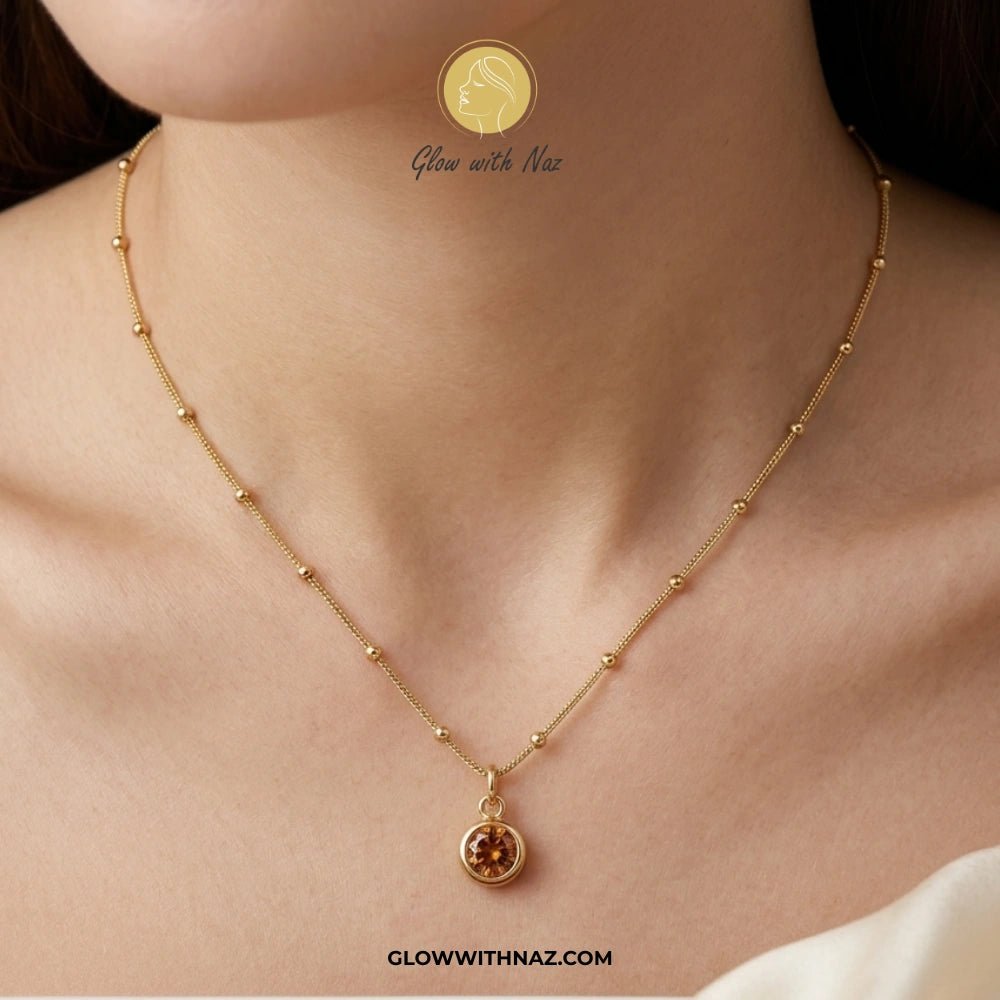 Gold Plated Stainless Steel Beaded Chain Amber Stone Pendant Necklace - Gold Plated Stainless Steel Beaded Chain Amber Stone Pendant NecklaceJewelryGlow With NazGlow With Naznecklace, pendant necklace, necklace set, locket set, simple necklace, pendant set, pendant, chain necklace, diamond pendant, diamond necklace, locket necklace, neck chain, girls locket, heart locket, pendant for girls, necklace for girls, heart necklace, locket for girls, diamond locket, pendant necklace for girls, heart ch