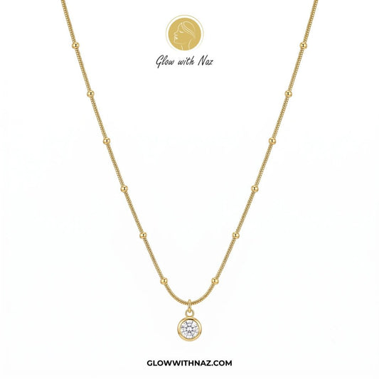 Gold Plated Stainless Steel Beaded Chain Diamond Pendant Necklace - Gold Plated Stainless Steel Beaded Chain Diamond Pendant NecklaceJewelryGlow With NazGlow With Naznecklace, pendant necklace, necklace set, locket set, simple necklace, pendant set, pendant, chain necklace, diamond pendant, diamond necklace, locket necklace, neck chain, girls locket, heart locket, pendant for girls, necklace for girls, heart necklace, locket for girls, diamond locket, pendant necklace for girls, heart chain lock
