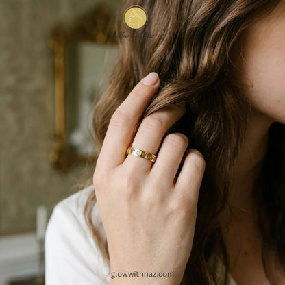 Gold Roman Stainless Steel Numeral Cutwork Ring - Gold Roman Stainless Steel Numeral Cutwork RingJewelryGlow With NazGlow With NazR0015 -1R00157Close-up of a modern abstract gold teardrop ring featuring a sculptural silhouette. ring, girls rings, rings for girls, rings simple, simple rings, stainless steel jewelry, jewellery set, aesthetic jewelry, simple jewellery, chain, jewelry, artificial jewellery, green jewellery, girls jewellery, rings for women, black ring, flower jewellery, chain for gi