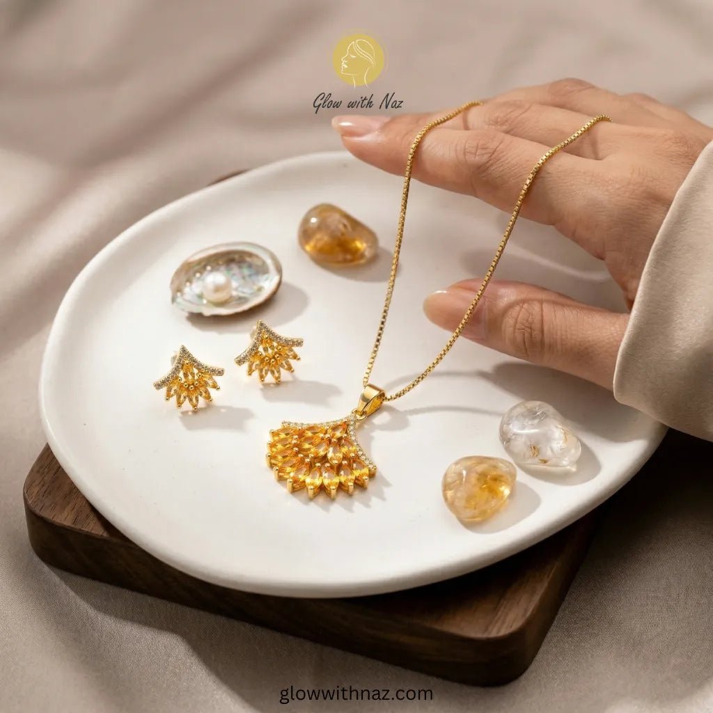 Golden Champagne Zircon Fan Shape Jewelry Set - Golden Champagne Zircon Fan Shape Jewelry SetJewelryGlow With NazGlow With NazN-N015N-N015Golden Champagne Zircon Fan Shape Jewelry Set necklace, pendant necklace, necklace set, locket set, simple necklace, pendant set, pendant, chain necklace, diamond pendant, diamond necklace, locket necklace, neck chain, girls locket, heart locket, pendant for girls, necklace for girls, heart necklace, locket for girls, diamond locket, pendant necklace for girls, heart chai