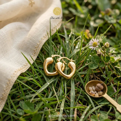 Heart Hoop Earrings & Cuff Bracelet Deal - Heart Hoop Earrings & Cuff Bracelet DealJewelryGlow With NazGlow With Naz100011100011Romantic 18k gold - plated heart hoop earrings