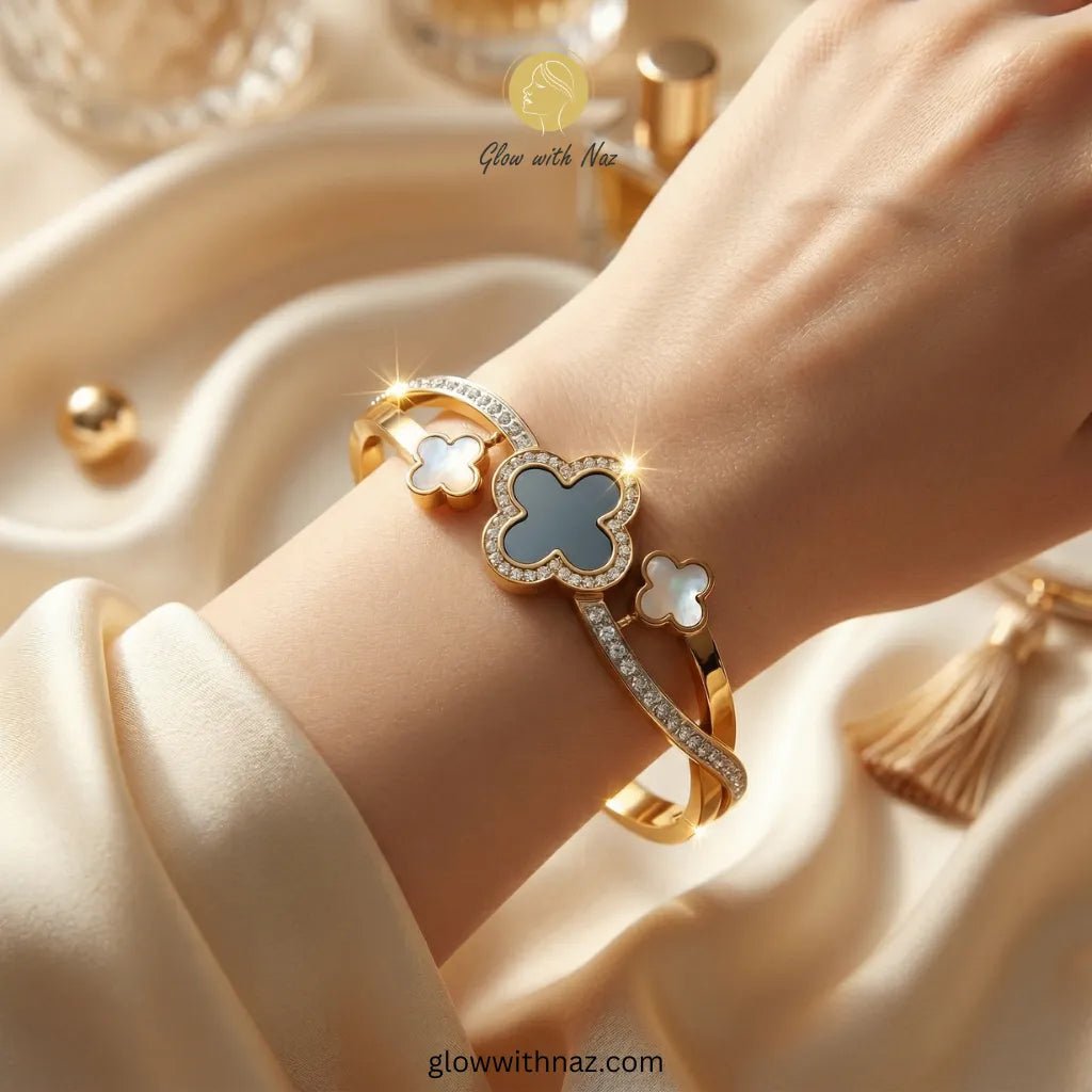 Infinity Trio Stainless Steel Clover Hand Cuff Bracelets - Infinity Trio Stainless Steel Clover Hand Cuff BraceletsJewelryGlow with NazGlow With NazN-B016N-B016Infinity Trio Stainless Steel Clover Hand Cuff Bracelets