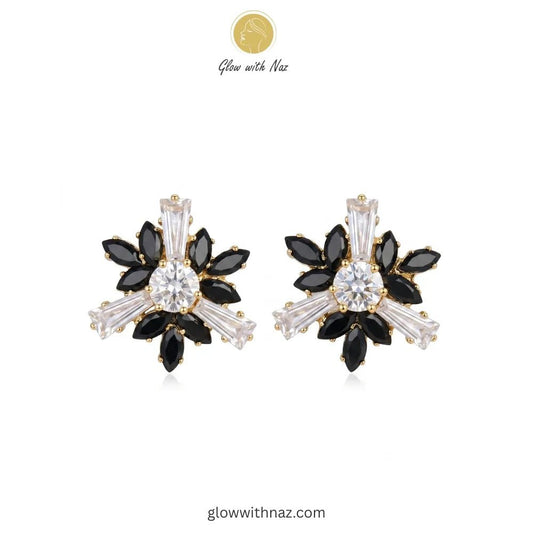 Midnight Onyx Starburst Studs Earrings for Women - Midnight Onyx Starburst Studs Earrings for WomenJewelryGlow with NazGlow With NazN-E004N-E004Midnight Onyx Starburst Studs Earrings