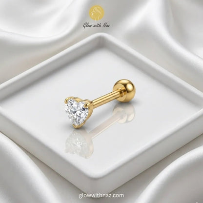 Premium Gold Heart Zircon Stainless Steel Nose Pin for Girls - Premium Gold Heart Zircon Stainless Steel Nose Pin for GirlsJewelryGlow With NazGlow With NazNR002NR0021pc Gold Heart Zircon Stainless Steel Nose Stud