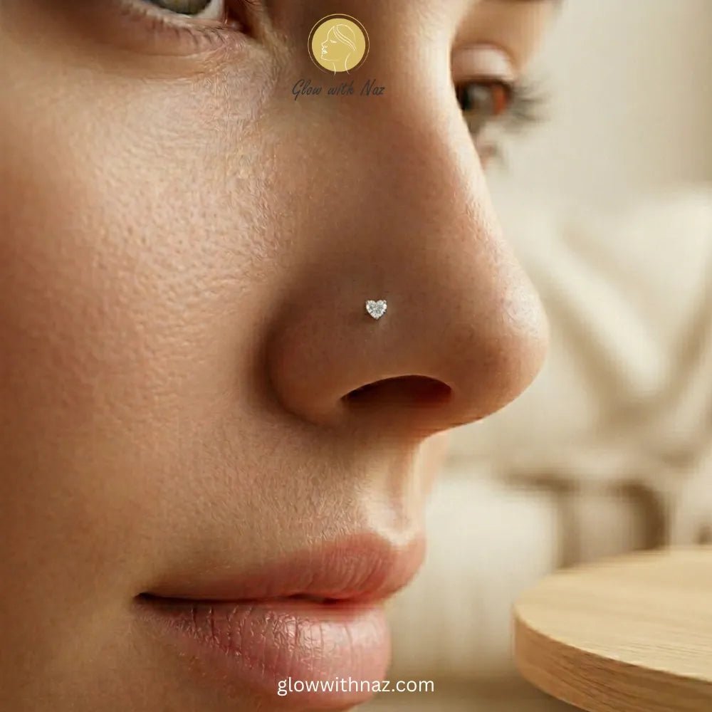Premium Gold Heart Zircon Stainless Steel Nose Pin for Girls - Premium Gold Heart Zircon Stainless Steel Nose Pin for GirlsJewelryGlow With NazGlow With NazNR002NR0021pc Gold Heart Zircon Stainless Steel Nose Stud