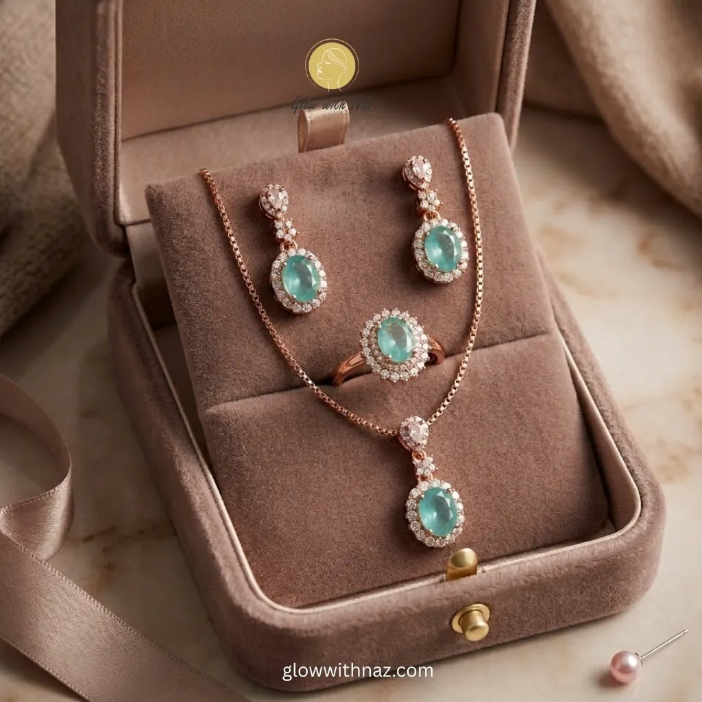Premium Mint Green Halo Jewelry Set - Premium Mint Green Halo Jewelry SetJewelryGlow With NazGlow With NazPremium Mint Green Halo Jewelry Set necklace, pendant necklace, necklace set, locket set, simple necklace, pendant set, pendant, chain necklace, diamond pendant, diamond necklace, locket necklace, neck chain, girls locket, heart locket, pendant for girls, necklace for girls, heart necklace, locket for girls, diamond locket, pendant necklace for girls, heart chain locket, stainless steel necklace, double