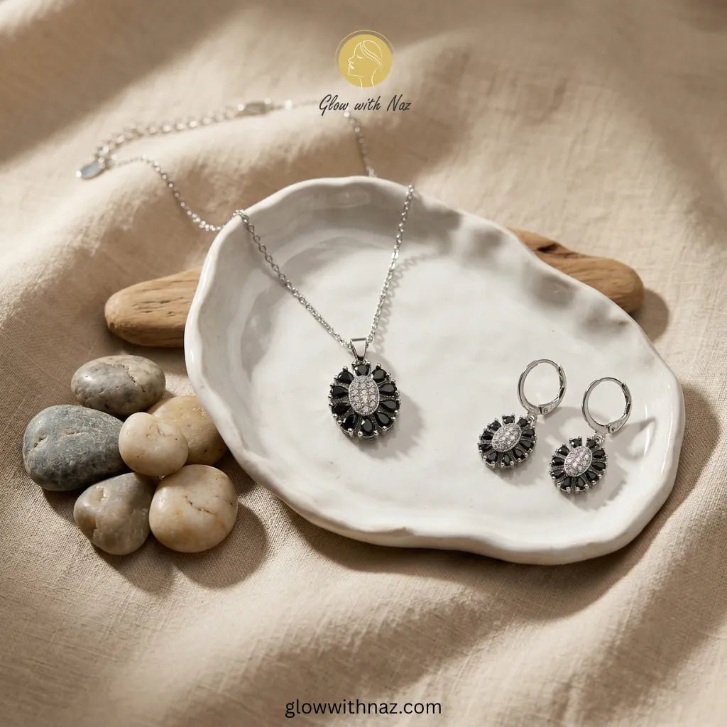Silver & Black Stone Necklace & Stud Earrings Set - Silver & Black Stone Necklace & Stud Earrings SetJewelryGlow With NazGlow With NazN-N020N-N020Silver & Black Stone Necklace & Stud Earrings Set glowwithnaz necklace, pendant necklace, necklace set, locket set, simple necklace, pendant set, pendant, chain necklace, diamond pendant, diamond necklace, locket necklace, neck chain, girls locket, heart locket, pendant for girls, necklace for girls, heart necklace, locket for girls, diamond locket, pe
