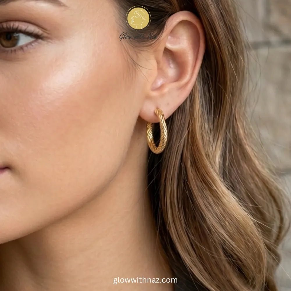 Twisted Gold Simple Hoop Earrings - Twisted Gold Simple Hoop EarringsJewelryGlow With NazGlow With NazTwisted Gold Simple Hoop Earrings