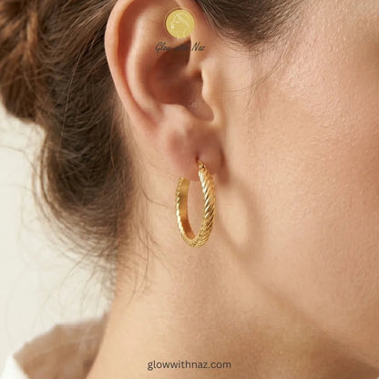 Twisted Gold Simple Hoop Earrings - Twisted Gold Simple Hoop EarringsJewelryGlow With NazGlow With NazTwisted Gold Simple Hoop Earrings