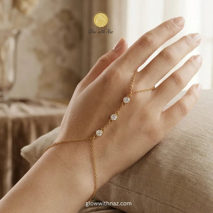 Waterproof 18k Gold Plated Haath Phool Crystal Hand Chain Bracelet - Waterproof 18k Gold Plated Haath Phool Crystal Hand Chain BraceletJewelryGlow With NazGlow With NazN-B022N-B022Crystal Hand Chain Bracelet | Waterproof 18k Gold Plated Haath Phool , ring, girls rings, rings for girls, rings simple, simple rings, stainless steel jewelry, jewellery set, aesthetic jewelry, simple jewellery, chain, jewelry, artificial jewellery, green jewellery, girls jewellery, rings for women, black ring, flower jewellery, c